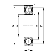 S 6201-2RSR,  DIN 625-1 ˜ʵҪߴ, ɂȴܷ