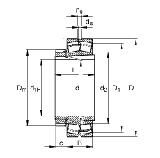 {ĝLS 22216-E1-K + H316,  DIN 635-2 ˜ʵҪߴ, F׺;o